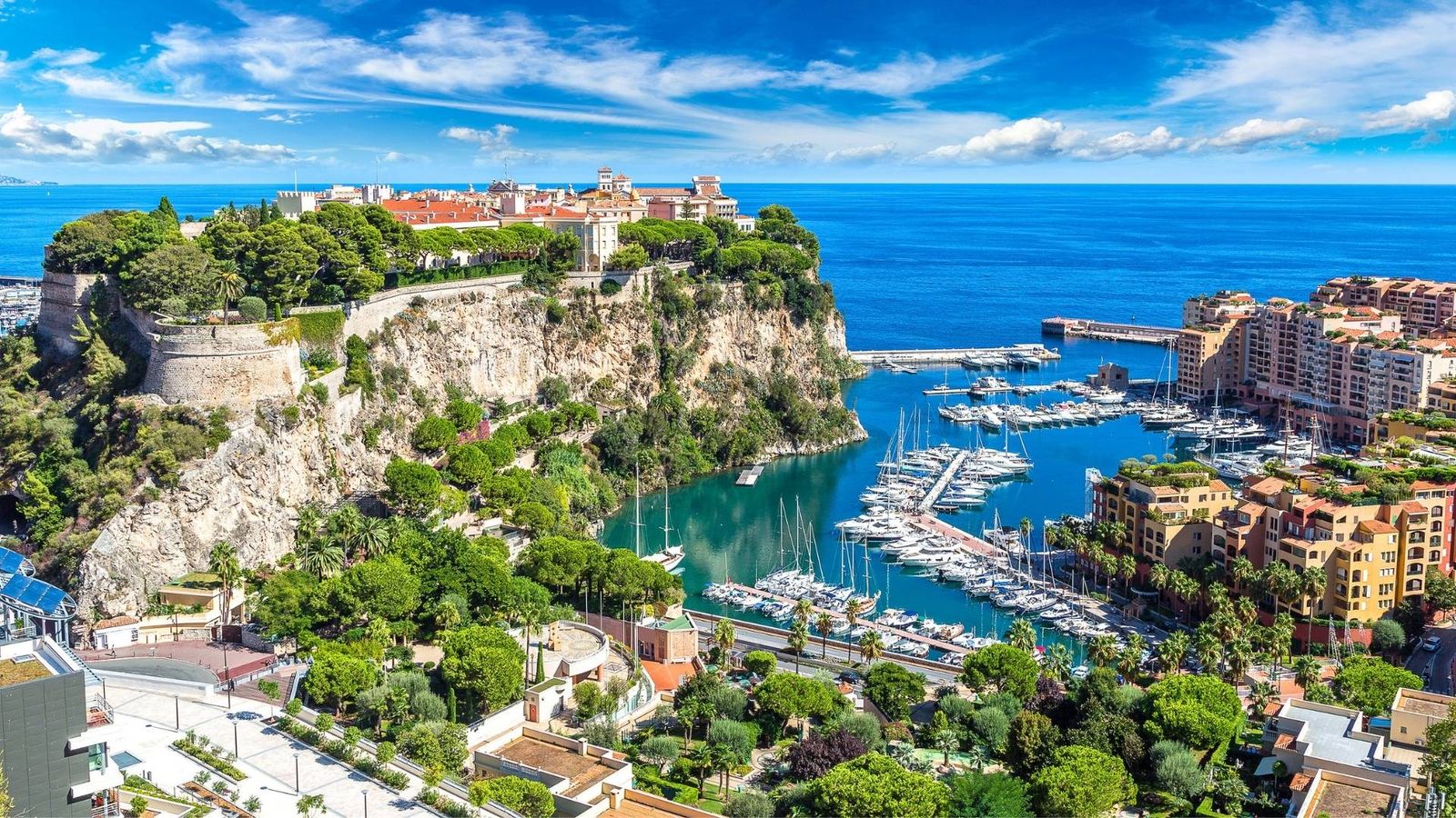French Riviera yacht charter — Monaco marina aerial