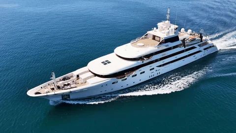 Luxury charter yacht aerial view in the Mediterranean